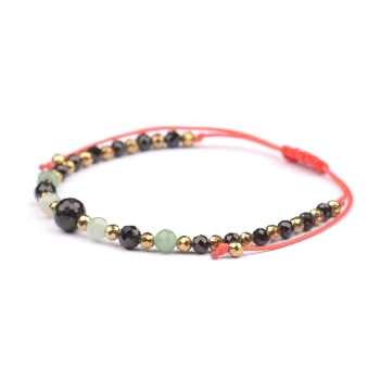 Bransoletka celebrytka czarny TURMALIN SZMARAGD HEMATYT ochrona i optymizm